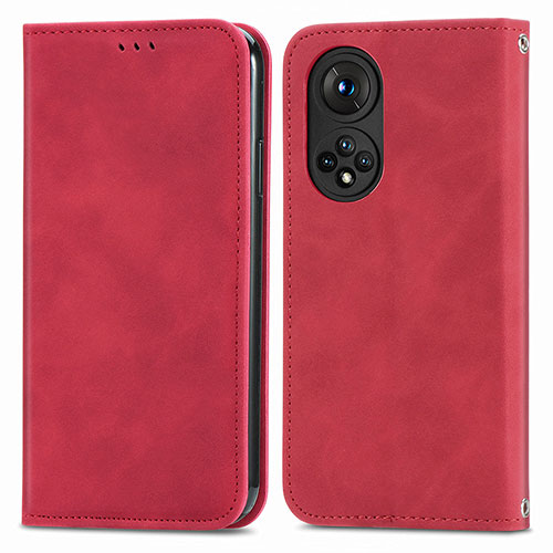 Leather Case Stands Flip Cover Holder S04D for Huawei Nova 9 Pro Red