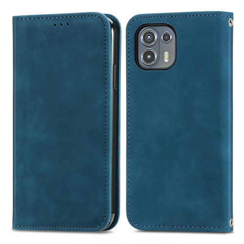 Leather Case Stands Flip Cover Holder S04D for Motorola Moto Edge 20 Lite 5G Blue