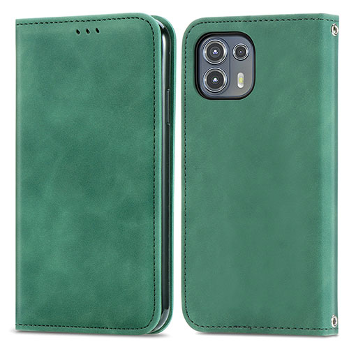 Leather Case Stands Flip Cover Holder S04D for Motorola Moto Edge 20 Lite 5G Green