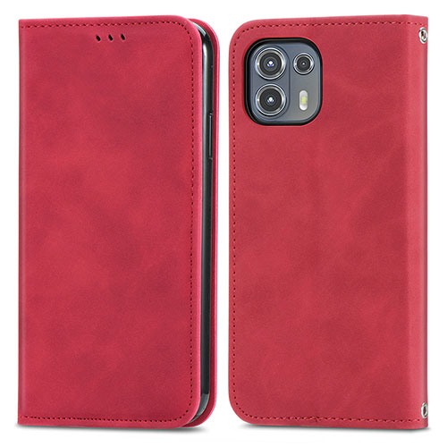 Leather Case Stands Flip Cover Holder S04D for Motorola Moto Edge 20 Lite 5G Red