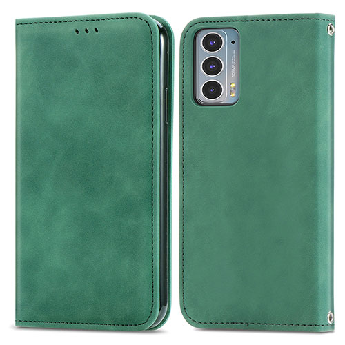 Leather Case Stands Flip Cover Holder S04D for Motorola Moto Edge Lite 5G Green