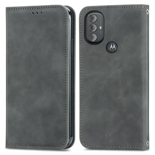 Leather Case Stands Flip Cover Holder S04D for Motorola Moto G Play (2023) Gray