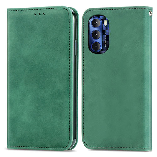 Leather Case Stands Flip Cover Holder S04D for Motorola Moto G Stylus (2022) 4G Green