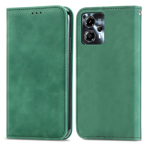 Leather Case Stands Flip Cover Holder S04D for Motorola Moto G13 Green