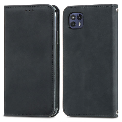 Leather Case Stands Flip Cover Holder S04D for Motorola Moto G50 5G Black