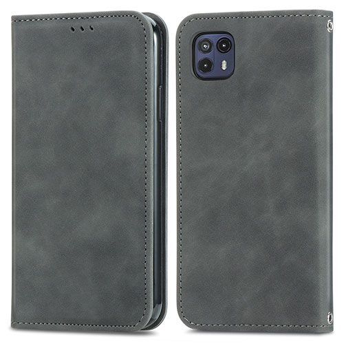 Leather Case Stands Flip Cover Holder S04D for Motorola Moto G50 5G Gray