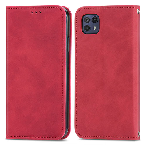 Leather Case Stands Flip Cover Holder S04D for Motorola Moto G50 5G Red