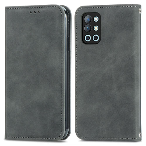 Leather Case Stands Flip Cover Holder S04D for OnePlus 9R 5G Gray