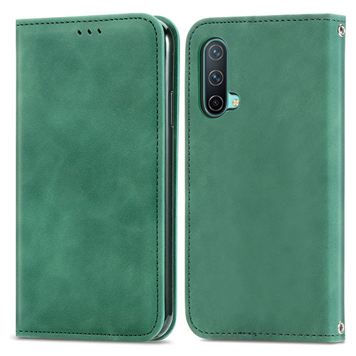 Leather Case Stands Flip Cover Holder S04D for OnePlus Nord CE 5G Green