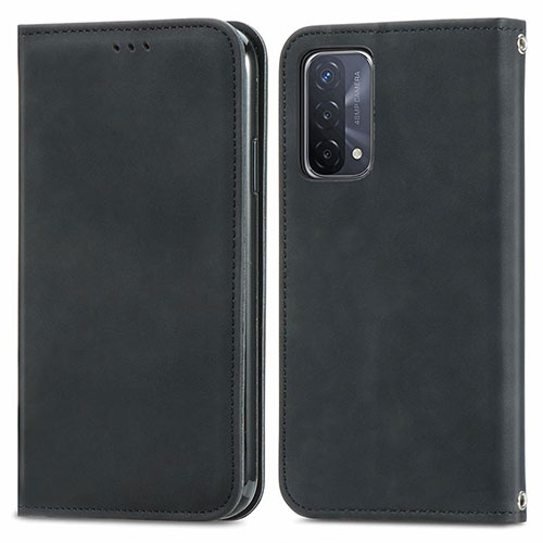 Leather Case Stands Flip Cover Holder S04D for OnePlus Nord N200 5G Black