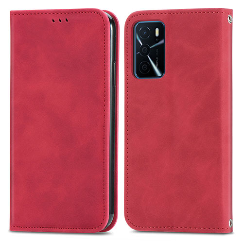 Leather Case Stands Flip Cover Holder S04D for Oppo A16 Red