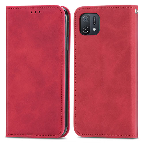 Leather Case Stands Flip Cover Holder S04D for Oppo A16e Red