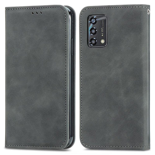 Leather Case Stands Flip Cover Holder S04D for Oppo A74 4G Gray