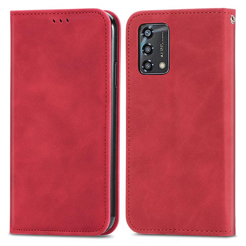 Leather Case Stands Flip Cover Holder S04D for Oppo A74 4G Red