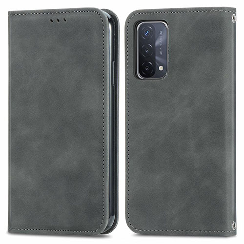 Leather Case Stands Flip Cover Holder S04D for Oppo A93 5G Gray