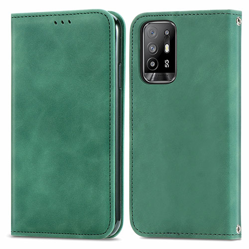 Leather Case Stands Flip Cover Holder S04D for Oppo A94 5G Green