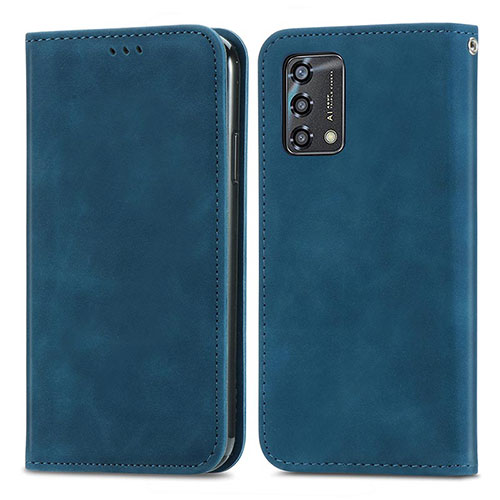 Leather Case Stands Flip Cover Holder S04D for Oppo F19 Blue