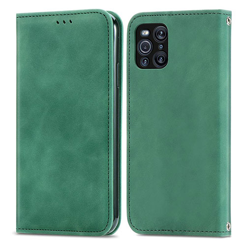 Leather Case Stands Flip Cover Holder S04D for Oppo Find X3 Pro 5G Green