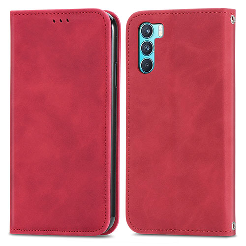 Leather Case Stands Flip Cover Holder S04D for Oppo K9 Pro 5G Red