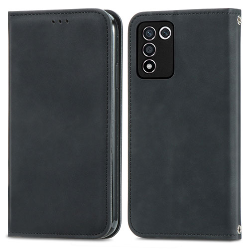 Leather Case Stands Flip Cover Holder S04D for Oppo K9S 5G Black