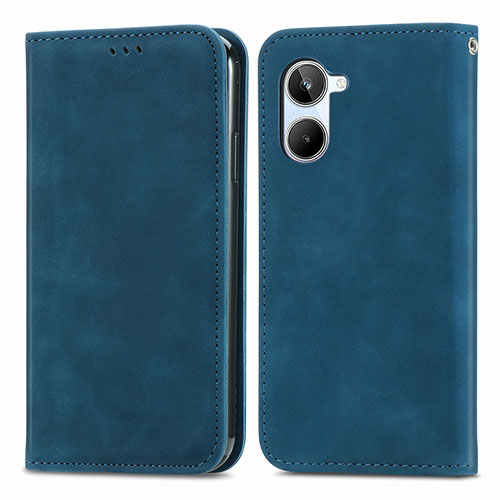 Leather Case Stands Flip Cover Holder S04D for Realme 10 4G Blue