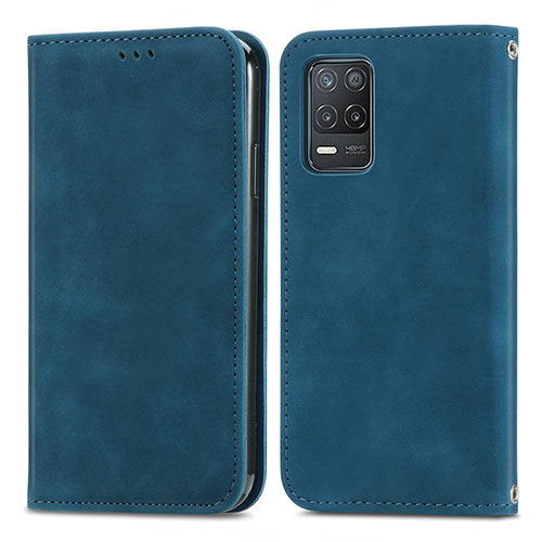 Leather Case Stands Flip Cover Holder S04D for Realme 8 5G Blue