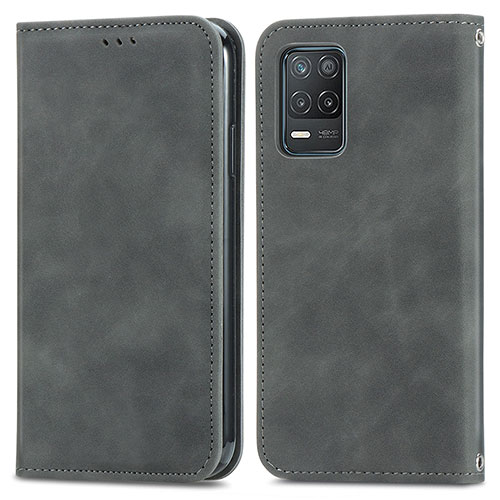 Leather Case Stands Flip Cover Holder S04D for Realme 8 5G Gray