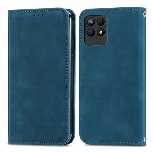 Leather Case Stands Flip Cover Holder S04D for Realme 8i Blue