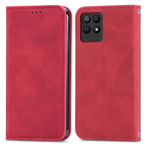 Leather Case Stands Flip Cover Holder S04D for Realme 8i Red