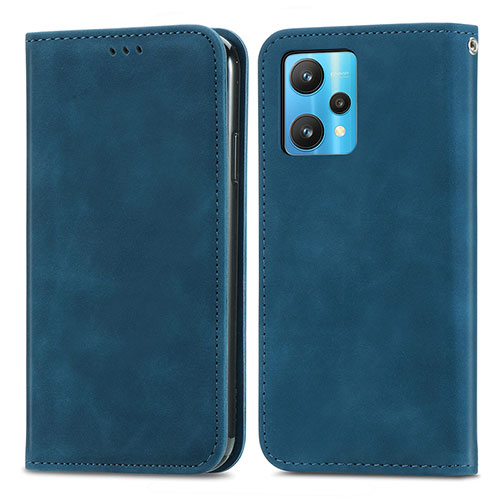 Leather Case Stands Flip Cover Holder S04D for Realme 9 Pro 5G Blue