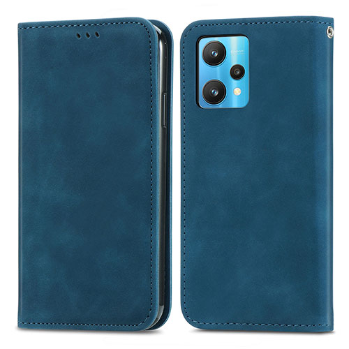 Leather Case Stands Flip Cover Holder S04D for Realme 9 Pro+ Plus 5G Blue