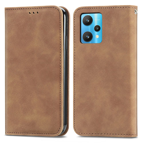 Leather Case Stands Flip Cover Holder S04D for Realme 9 Pro+ Plus 5G Brown