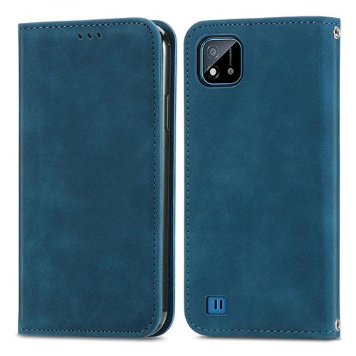 Leather Case Stands Flip Cover Holder S04D for Realme C11 (2021) Blue