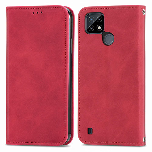 Leather Case Stands Flip Cover Holder S04D for Realme C21Y Red