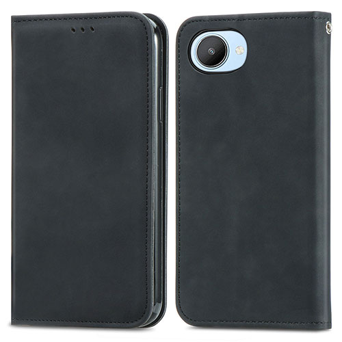 Leather Case Stands Flip Cover Holder S04D for Realme C30 Black