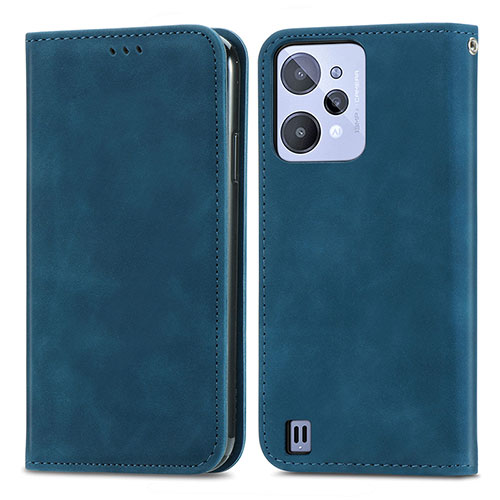 Leather Case Stands Flip Cover Holder S04D for Realme C31 Blue