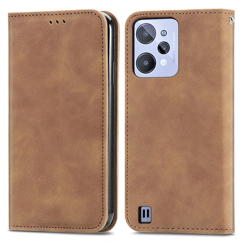 Leather Case Stands Flip Cover Holder S04D for Realme C31 Brown