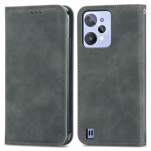 Leather Case Stands Flip Cover Holder S04D for Realme C31 Gray