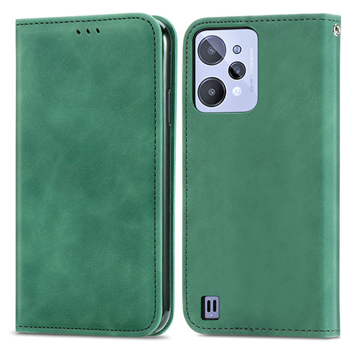 Leather Case Stands Flip Cover Holder S04D for Realme C31 Green