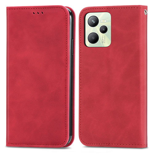 Leather Case Stands Flip Cover Holder S04D for Realme C35 Red