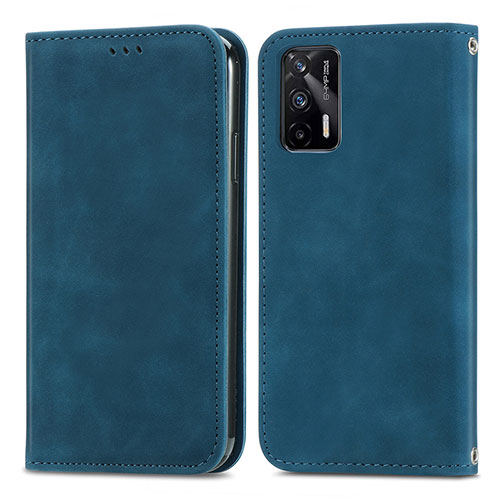 Leather Case Stands Flip Cover Holder S04D for Realme GT 5G Blue