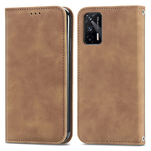 Leather Case Stands Flip Cover Holder S04D for Realme GT 5G Brown