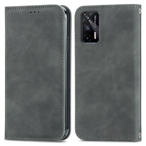 Leather Case Stands Flip Cover Holder S04D for Realme GT 5G Gray