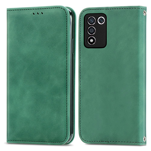 Leather Case Stands Flip Cover Holder S04D for Realme Q3t 5G Green