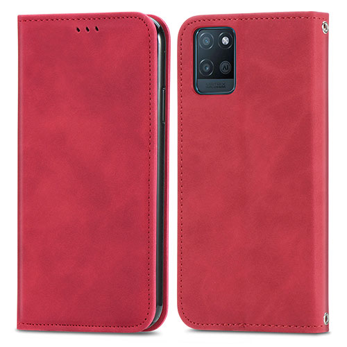 Leather Case Stands Flip Cover Holder S04D for Realme V11s 5G Red