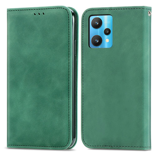 Leather Case Stands Flip Cover Holder S04D for Realme V25 5G Green