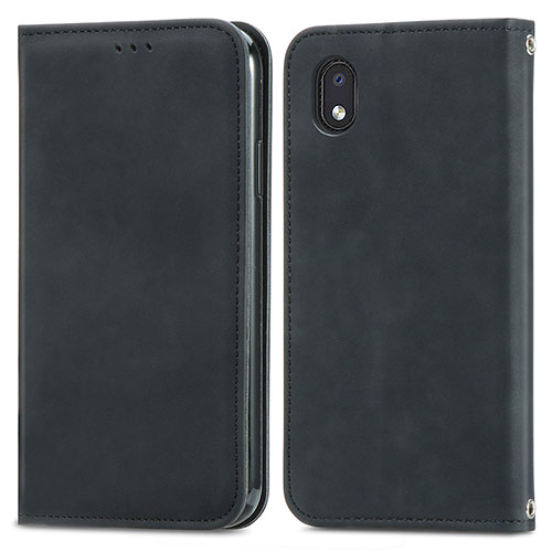 Leather Case Stands Flip Cover Holder S04D for Samsung Galaxy A01 Core Black