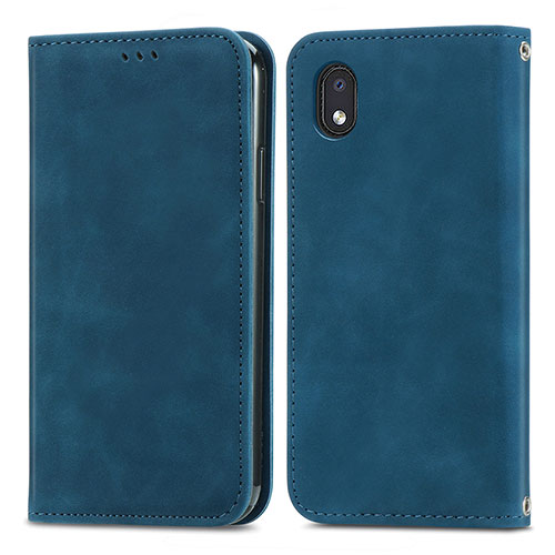 Leather Case Stands Flip Cover Holder S04D for Samsung Galaxy A01 Core Blue