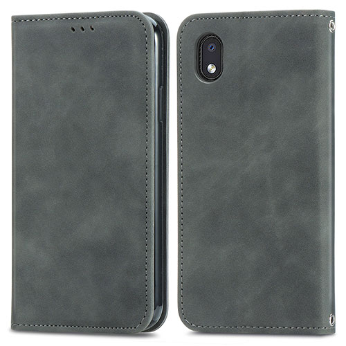 Leather Case Stands Flip Cover Holder S04D for Samsung Galaxy A01 Core Gray