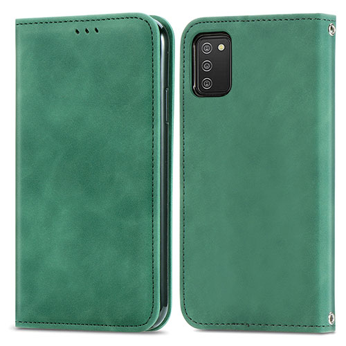 Leather Case Stands Flip Cover Holder S04D for Samsung Galaxy A02s Green